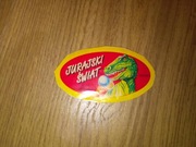 Jurajski Świat naklejka lata 90 od lodów lub gum do żucia PRL dinozaur