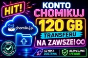 Konto chomikuj 120 GB transferu na zawsze.