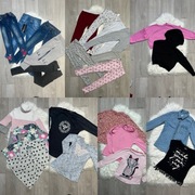 zestaw ubrań dla dziewczynki licytacja 122 h&m jeansy legginsy sukienki