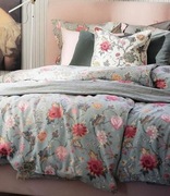 IKEA NÄSSELKLOCKA Komplet pościeli 200x200 jasnoszaro-zielony