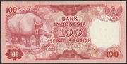 Indonezja 100 rupiah 1977 - Nosorożec -  stan bankowy UNC
