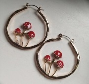 Kolczyki koła muchomory grzyby vintage 