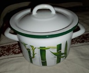 Emalia Olkusz 1907 garnek bambus emaliowany biały