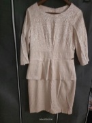 Pretty one_Sukienka Koktailowa_Krem/ Beż_Wzór_40_Lux