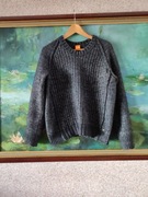 Hugo Boss sweter sweterek melanż prążkowany kardigan wełniany alpaka