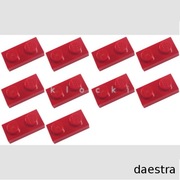 LEGO 3023 PŁYTKA 1 x 2 czerwony - 10 szt