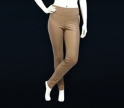 Legginsy eko skóra M.Sara push up, delikatne ocieplenie beż/jasny brąz M/L