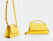 MANGO żółta torebka listonoszka rączka pasek NOWA skóra eko