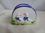 Ceramiczny serwetnik, stojak na serwetki z gąskami