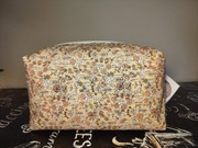 Kosmetyczka materiałowa ręcznie szyta duża pomarańczowa łąka 