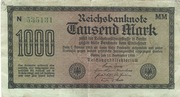 REICHSBANKNOTE 1000 MARK z  1922 r. Nr N 535131 MM