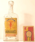 PRL 1947 Sygnowana Butelka z Napisem w Szkle Grocet Grodzisk Mazowiecki