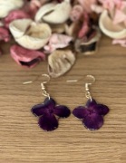 Kolczyki kwiaty naturalne w żywicy fioletowe
