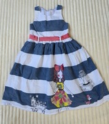 Sukienka wizytowa dla dziewczynki wyszczuplająca biały niebieski 110