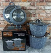 Dwa garnki plus dwa wok marmurkowe 