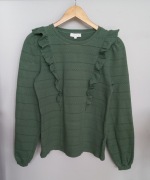 ~ Zielona bawełniana bluzka z falbanami roz. S~