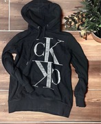 Calvin Klein czarna bluza z kapturem Logo print XS 34