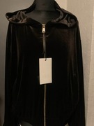 ZARA aksamitna bluza kurtka bomberka biker welur zamek oversize kaptur brąz