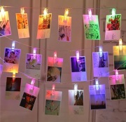 Łańcuch 40 led z  klamerkami na zdjęcia zasilanie 3xAA PILOT