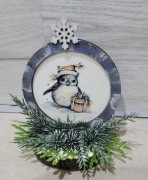 Stroik Boże Narodzenie na pniu bombka stojąca drewno