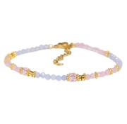 Bransoletka Stal Szlachetna Kamienie Akwamaryn Kwarc Różowy