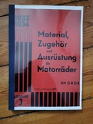 Materiały, akcesoria i wyposażenie do motocykli 1933/34 dkw, nsu, bmw 