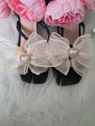 Szyfonowe kokardy kokardki do butow serduszko ślubne wesele okazje