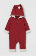 H&M czerwony kombinezon / pajac z pomponem, bawełna organiczna r. 56