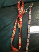 smycz 115cm, obroża 42cm pleciona bawełn,