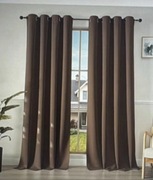 Dwie grube brązowe zasłony srebrne kółka przelotki 260x140