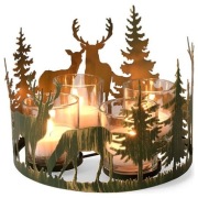 Świecznik metal las zwierzęta okrągły 4 świeczki