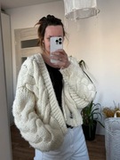 Mega ciepły sweter Fobya gruby splot alpaka wełna oversize