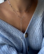 SREBRNY łańcuszek NASZYJNIK długi wisiorek choker stal 