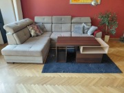 Zestaw wypoczynkowy z ławą i stolikiem RTV