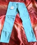 School Rag 25 panty slim light satin bright acqua miętowe vintage spodnie 