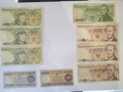 Zestaw starych banknotów PRL – NBP + bony towarowe – kolekcjonerskie