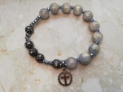 Różaniec bransoletka dziesiątka szara z żywicy  hematyt 10mm