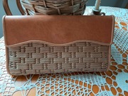 Torebka damska kopertówka trzcina/skóra retro