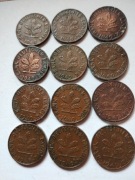 Zestaw 12 x 1 Pfening 1949 J ( Bank Deuscher Lander )