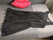 TOMMY HILFIGER__ ZARNA ZWIEWNA SUKIENKA ZŁOTY POŁYSK LOGO_BDB_  M