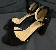 SANDAŁKI CZARNE ECO-ZAMSZ 35 wkłd 22,50 cmSZELBUT