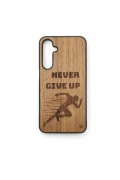 Etui / case drewniany dla Samsung A35 Orzech Amerykański  NEVER GIVE UP
