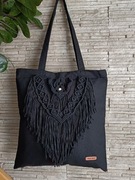 Eko torba z makramą zapinana na zamek