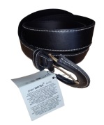 Nowy markowy damski czarny pasek skórzany 110cm 3,5cm Inditex