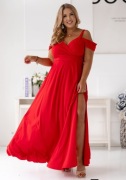 Czerwona sukienka wieczorowa 46 48 długa 