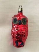 Bombka sowa sówka bombki choinkowe PRL szklane kształtki  vintage 
