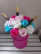 Flowerbox mydlany z merci na prezent 