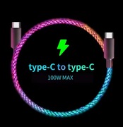 Świecący kolorowy kabel RGB do ładowania i danych USB Typ-C do Typ-C 6A 66W