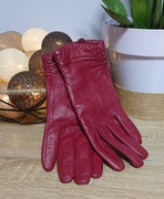 Bordowe rękawiczki skórzane S