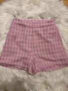 różowe szorty w kratę z frędzlami marki Primark romziar 34